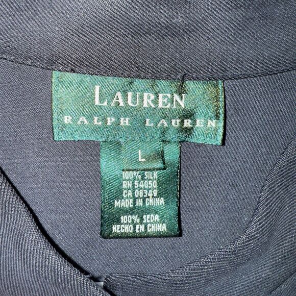 Lauren Ralph Lauren Oriental Style 100% Silk Tunic - Black L - Picture 6 of 7